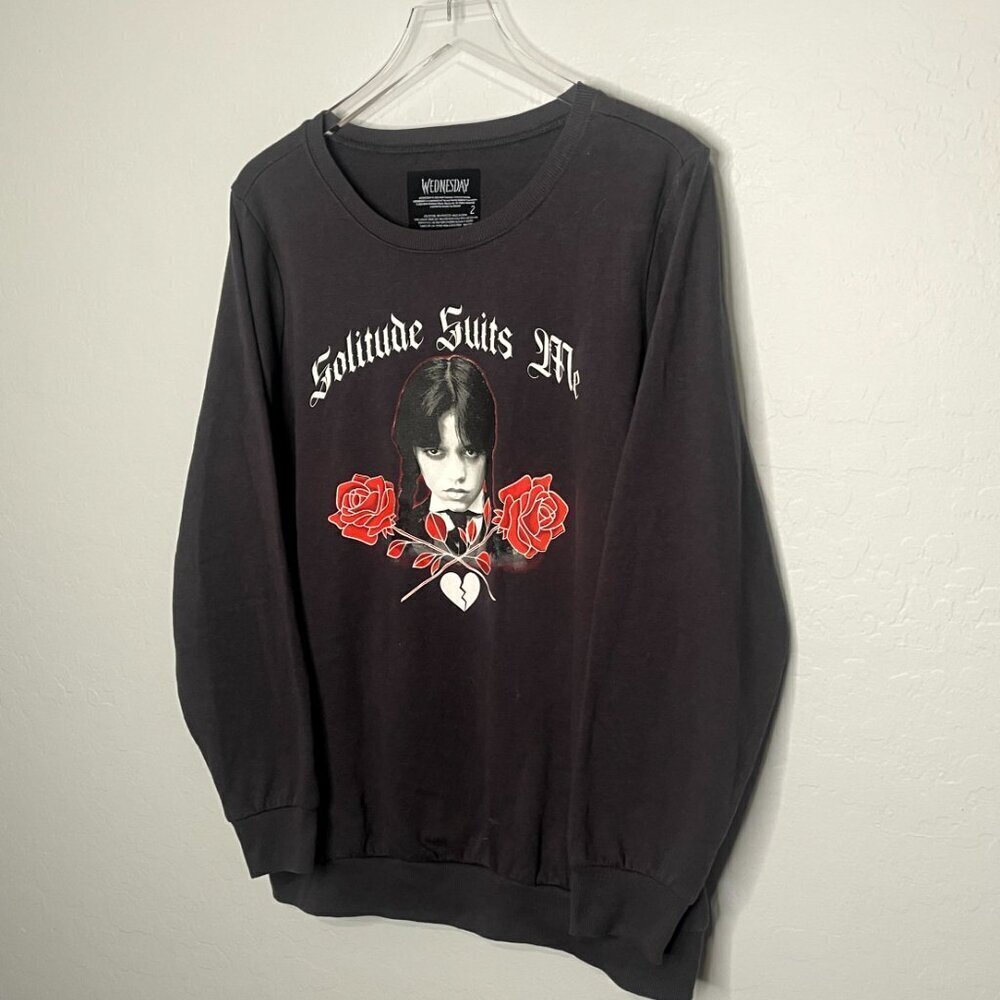 Torrid Gray Addams Family Wednesday Cozy Fleece Crew Neck Pullover Sweater 2 2X - Picture 5 of 6